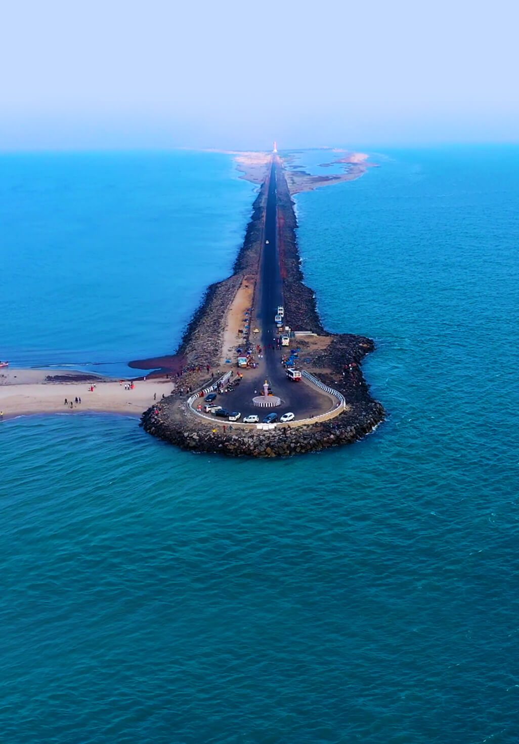 Dhanushkodi beach and ruins at the southern tip of Rameswaram